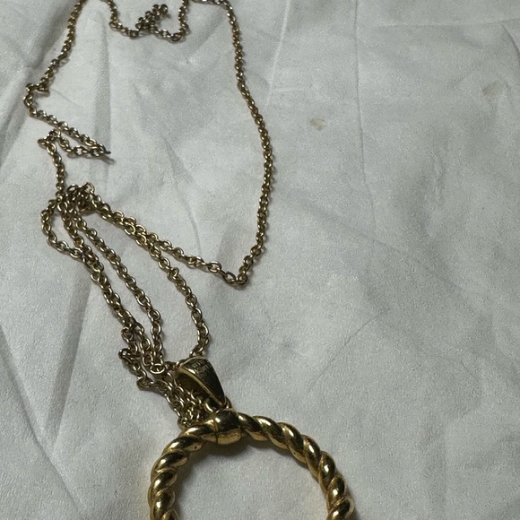 Gold Twisted Pendant Necklace - Picture 11 of 14